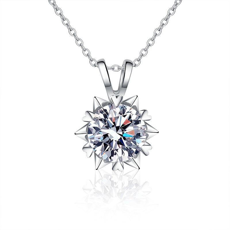 S925 Sterling Silver  Moissanite Heart-Shaped Necklace