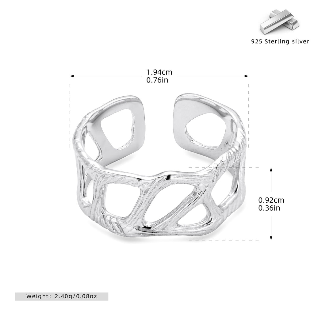 S925 Sterling Silver Fashionable and Unique Wrinkled Irregular Ring