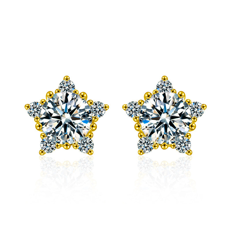 Moissanite & S925 Sterling Silver Star Stud Earrings