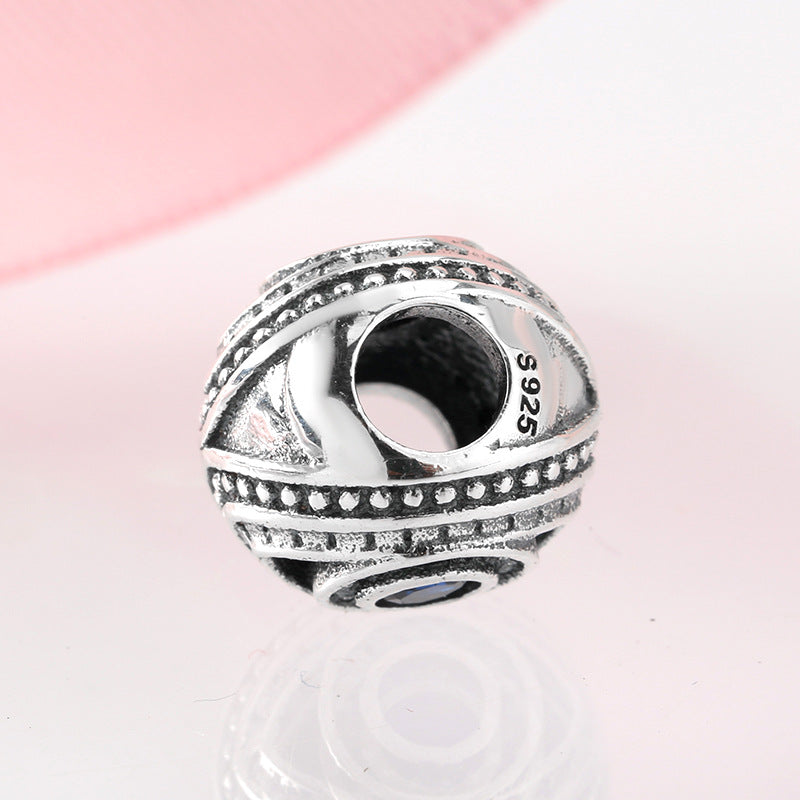 S925 Sterling Silver Devil's Eye Beaded Sapphire Zircon Pendant
