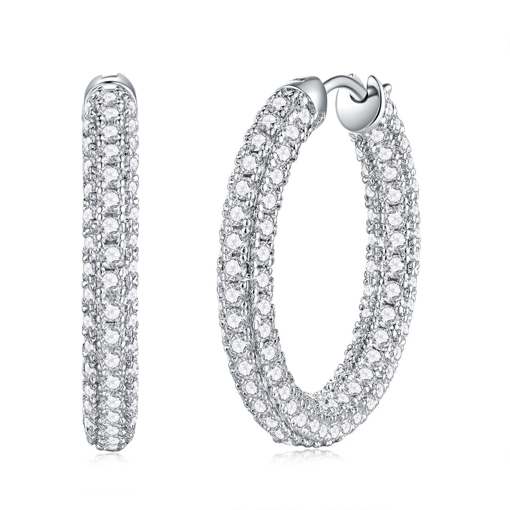 S925 Sterling Silver Moissanite Large Hoop Earrings