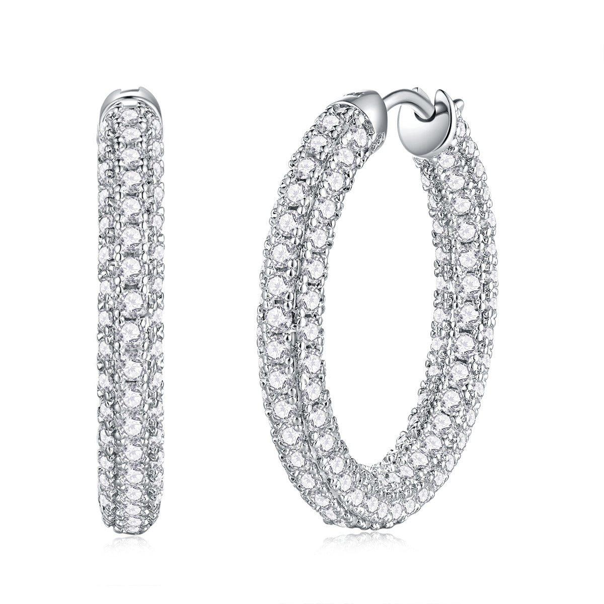 S925 Sterling Silver Moissanite Large Hoop Earrings