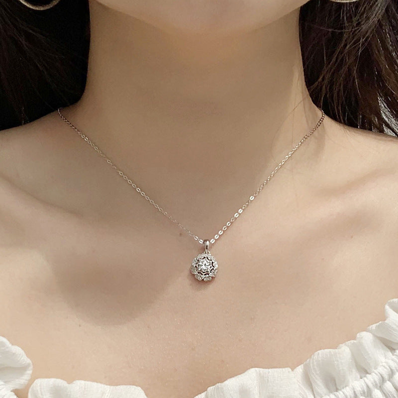 S925 Sterling Silver Moissanite Kaleidoscope Pendant Necklace
