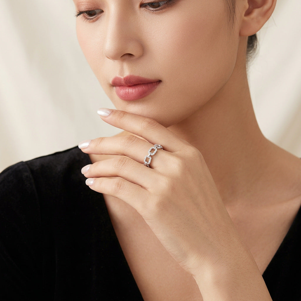 S925 Silver Full-Band Moissanite Ring