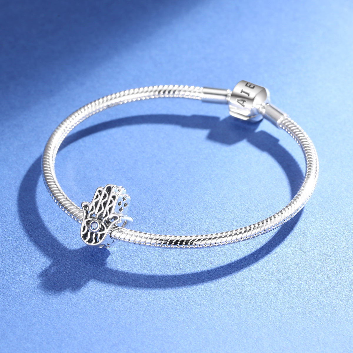 S925 Sterling Silver Blue Eye Bracelet Beads Zircon Pendant