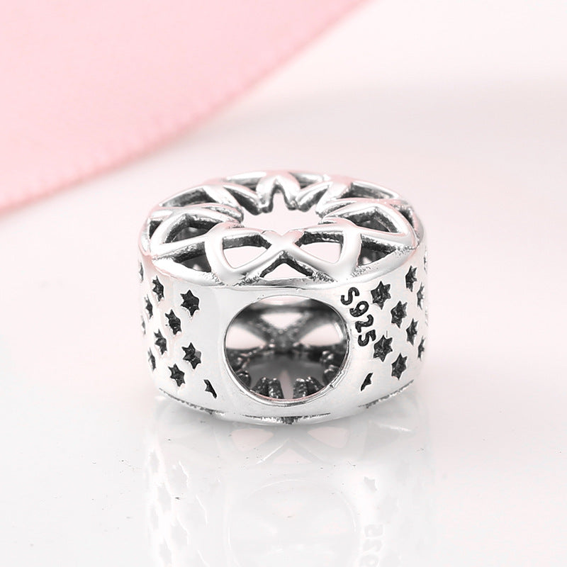 S925 Sterling Silver Hollow Star Flower Pendant