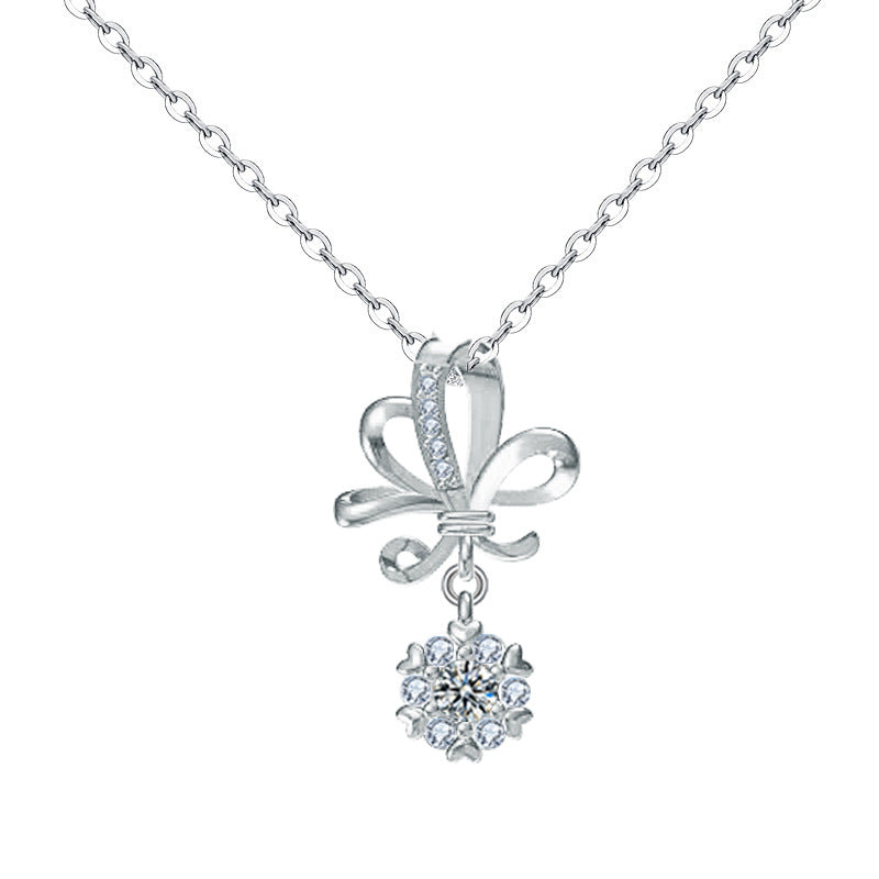 S925 Sterling Silver Moissanite Bridal Bouquet Pendant Necklace