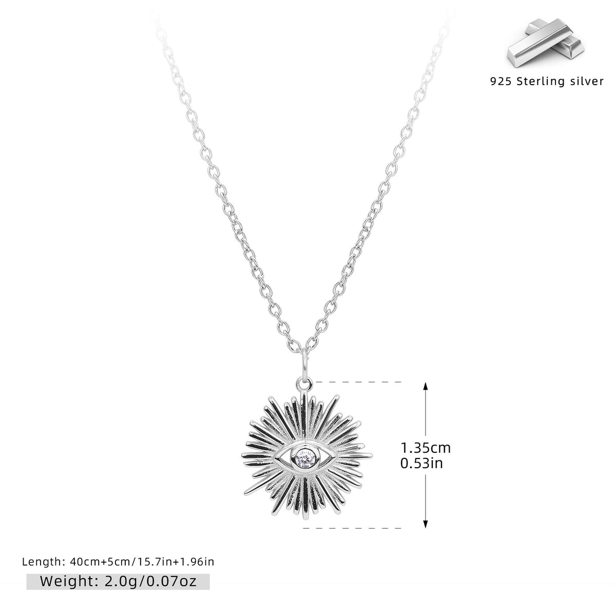 S925 Sterling Silver Fashion Necklace - Evil Eye