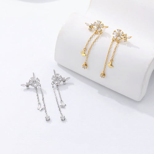 925 Sterling Silver and Zircon Drop Earrings