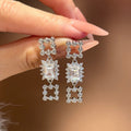 S925 Sterling Silver Square Moissanite Earrings
