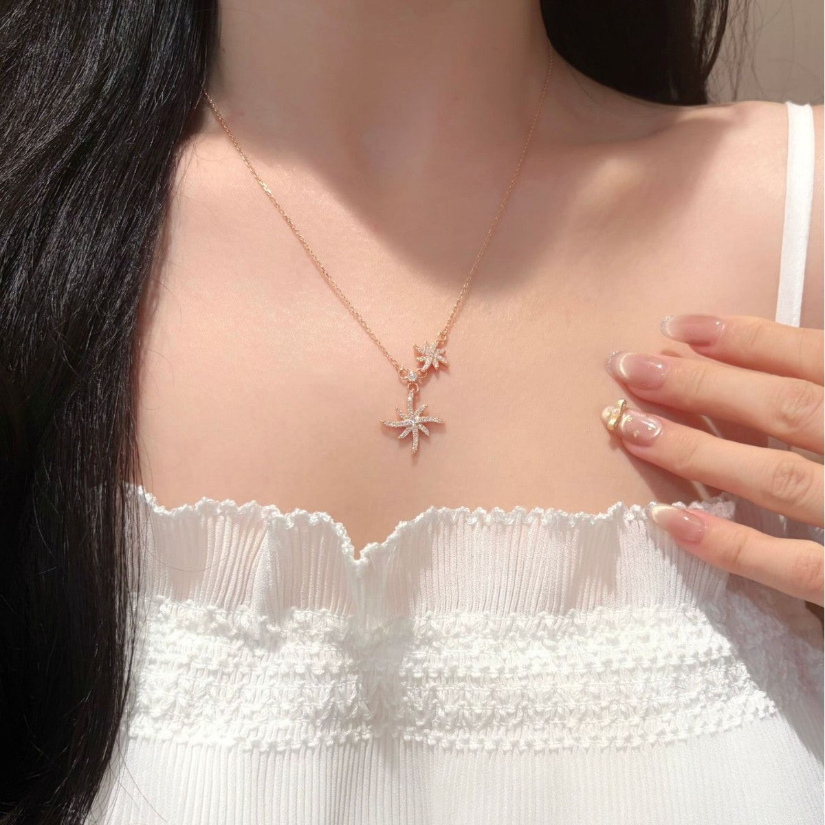 S925 Sterling Silver Hexagram Moissanite Pendant Necklace