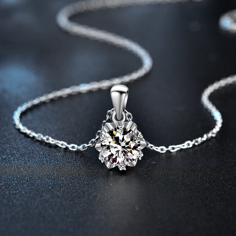 S925 Sterling Silver Moissanite Six-Pointed Star Snowflake Necklace