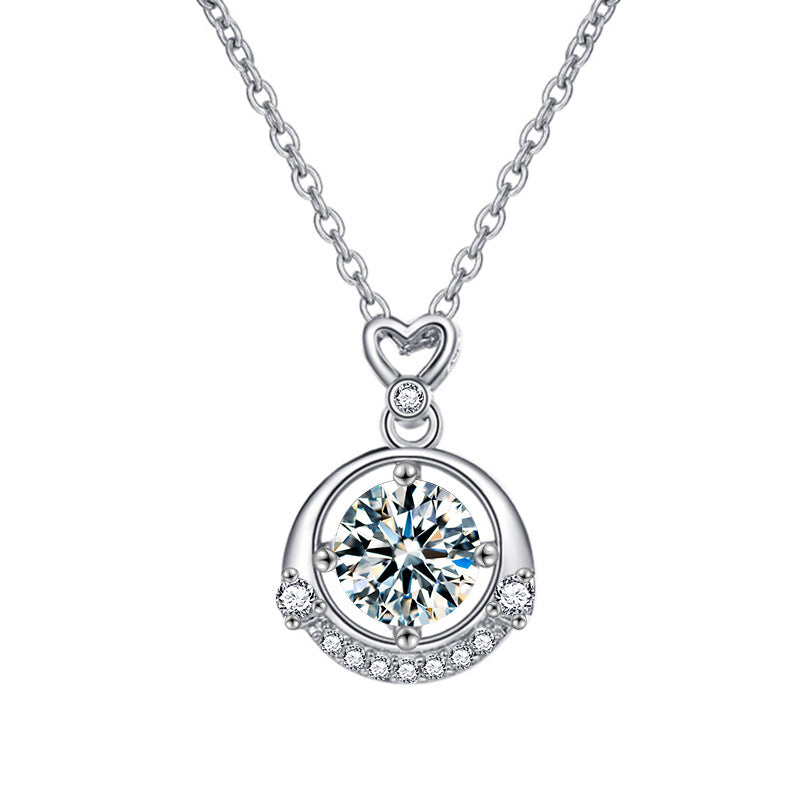 S925 Sterling Silver Moissanite Small Four-Claw Pendant Necklace
