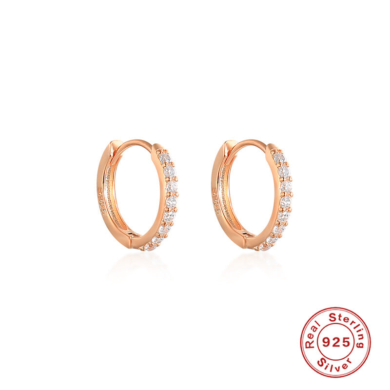 925 Sterling Silver & Zircon Hoop Earrings (men and women)