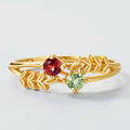 S925 Sterling Silver Gold-Plated Garnet Gemstone Ring