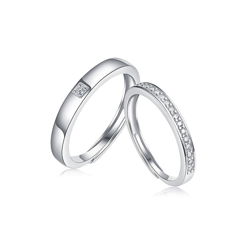 S925 Sterling Silver Moissanite Open-Band Couple's Rings