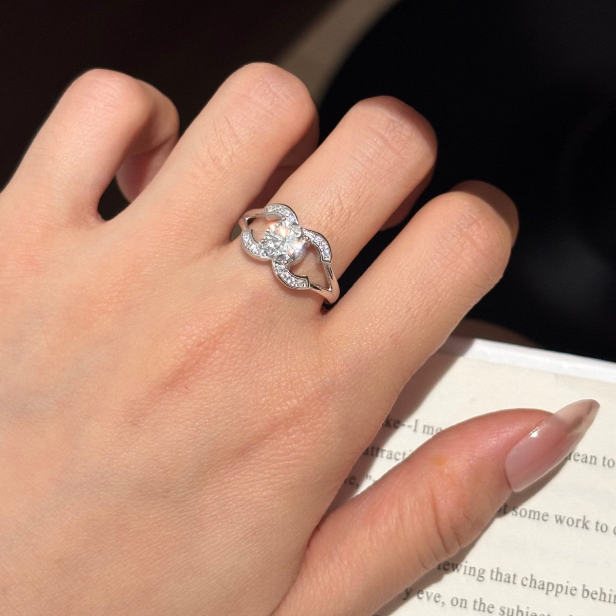 S925 Sterling Silver Four-Prong Moissanite Ring