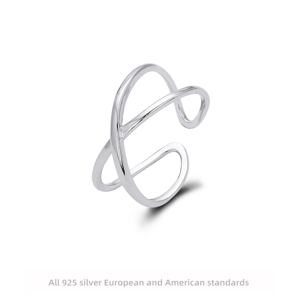 European and American personality s925 silver double ring ring