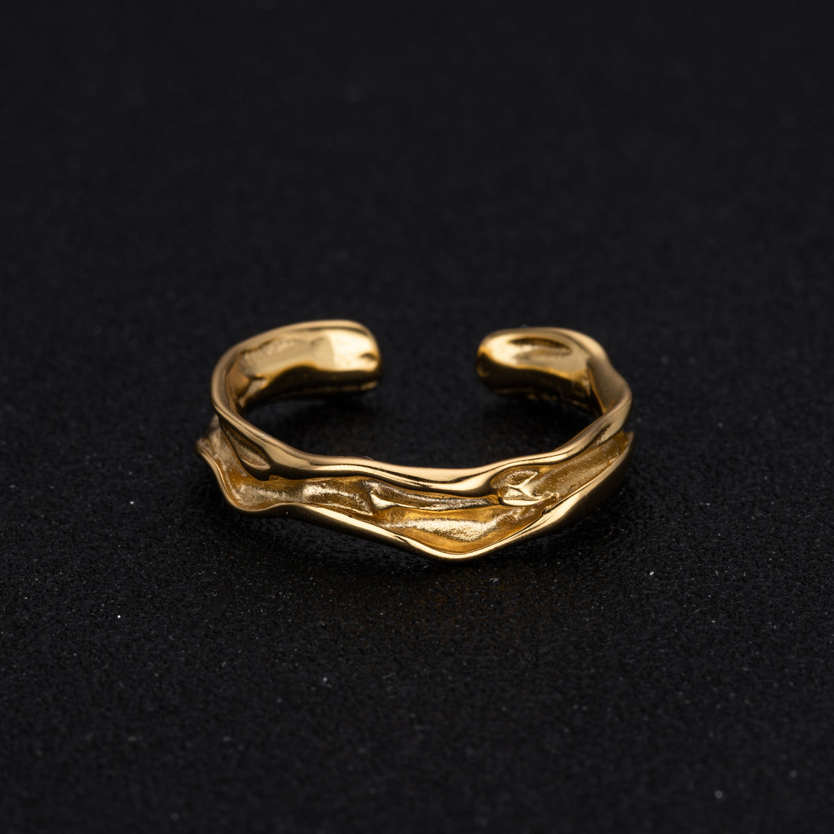 S925 Sterling Silver Luxury Niche Ring with Unique Texture and Irregular Opening