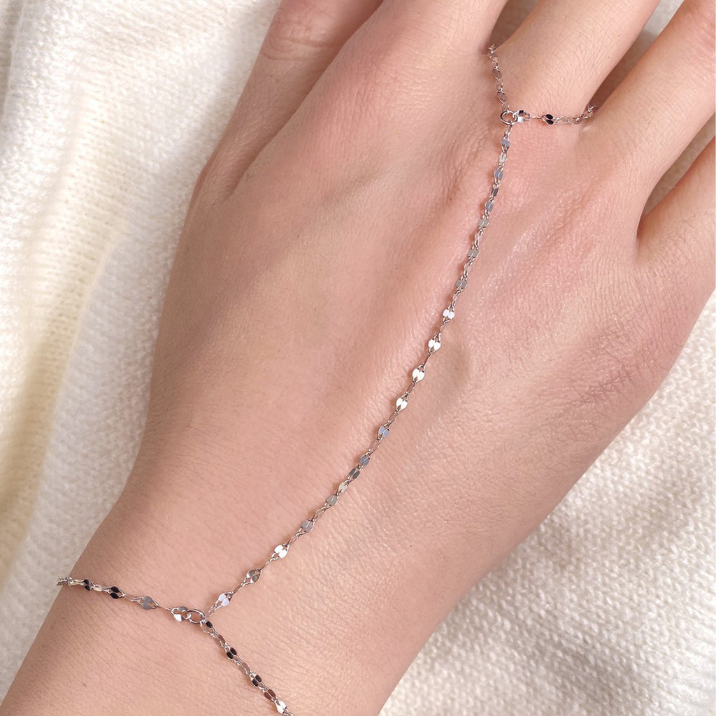 925 Silver Super Shiny Tile Chain Finger Chain Bracelet