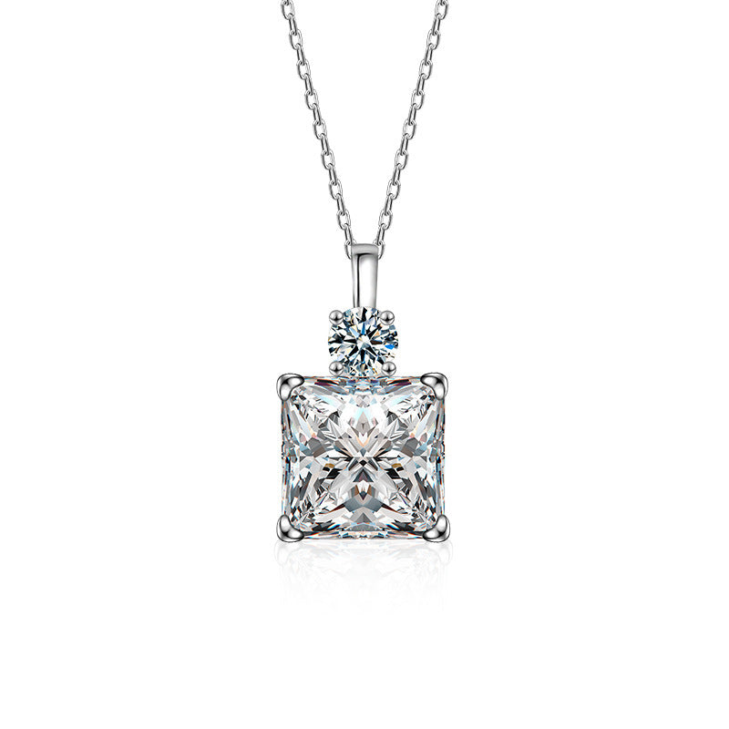 S925 Sterling Silver Moissanite Small Square Necklace