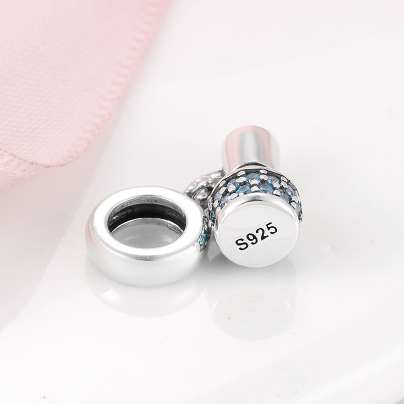 S925 Sterling Silver Nail Polish Cosmetic Blue Zircon Pendant