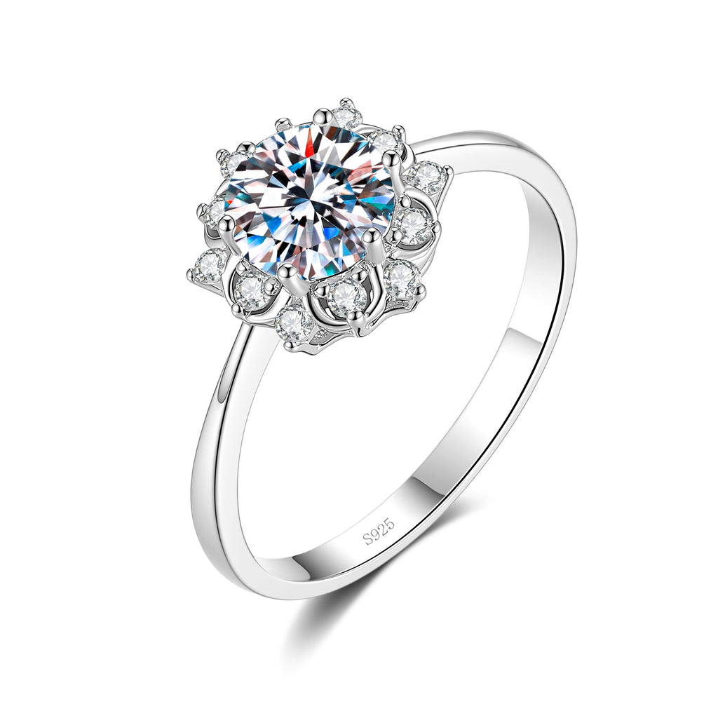 S925 Silver Ring with Colored Moissanite