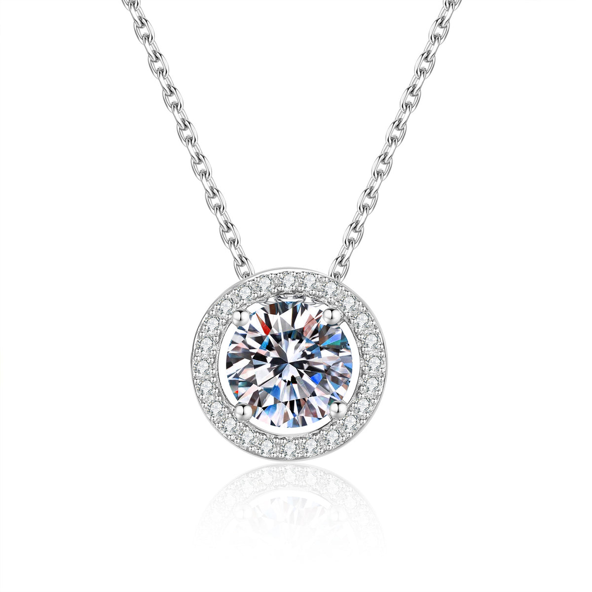 S925 Sterling Silver Bezel-Set Moissanite Necklace