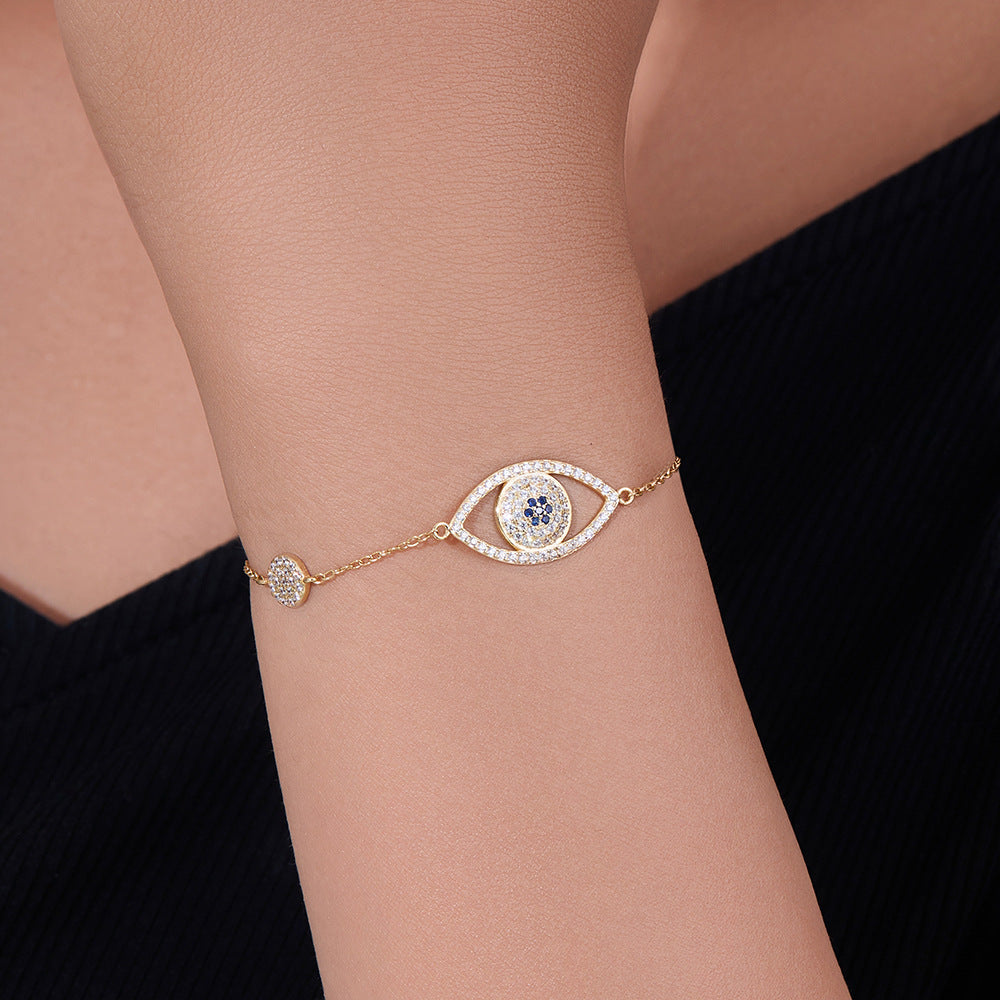 S925 Sterling Silver Devil's Eye Zircon Inlaid Bracelet