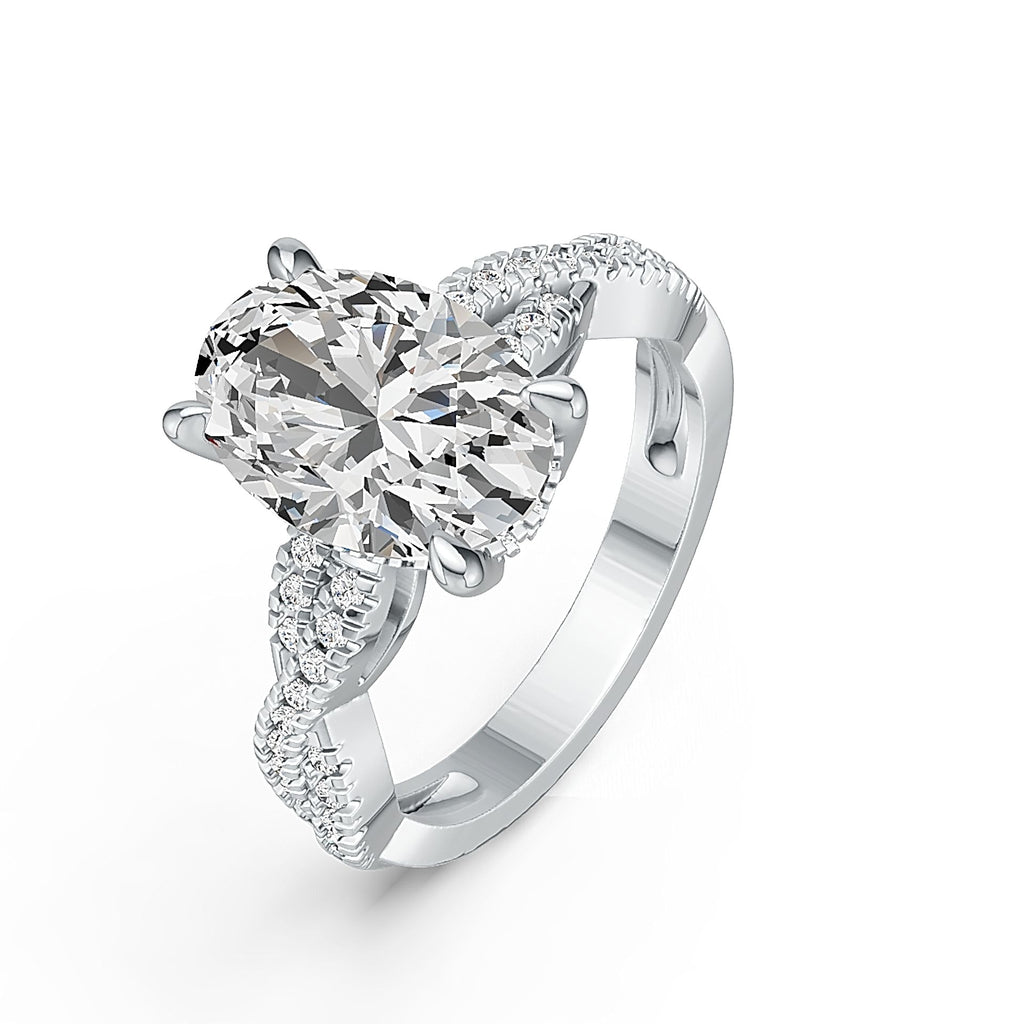 S925 Silver Oval Moissanite Ring