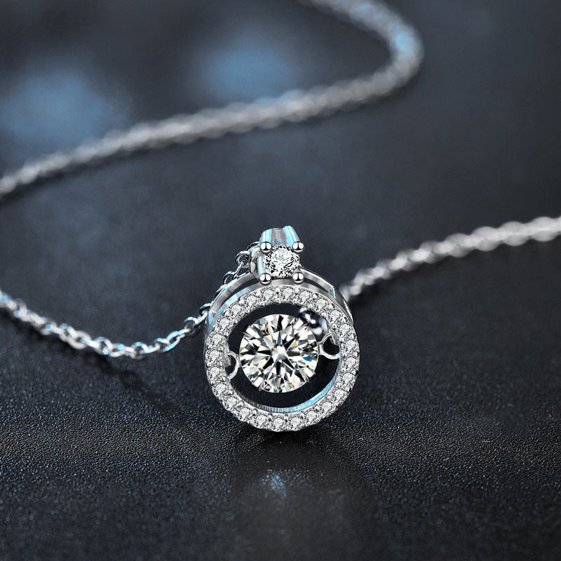 S925 Sterling Silver Moissanite Pulsatile Heart Necklace