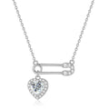 S925 Sterling Silver Moissanite Clip Heart-Shaped Necklace