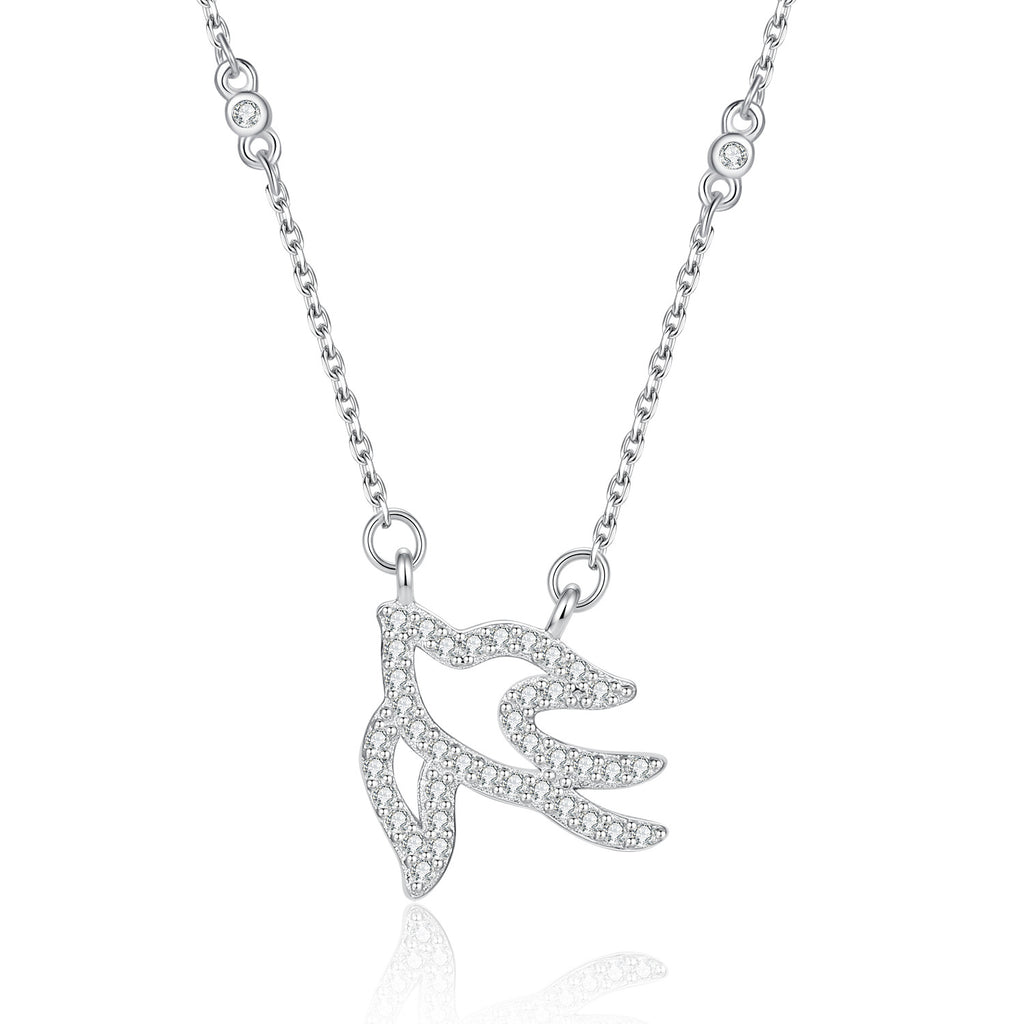 S925 Sterling Silver Flying Swallow Pendant Necklace