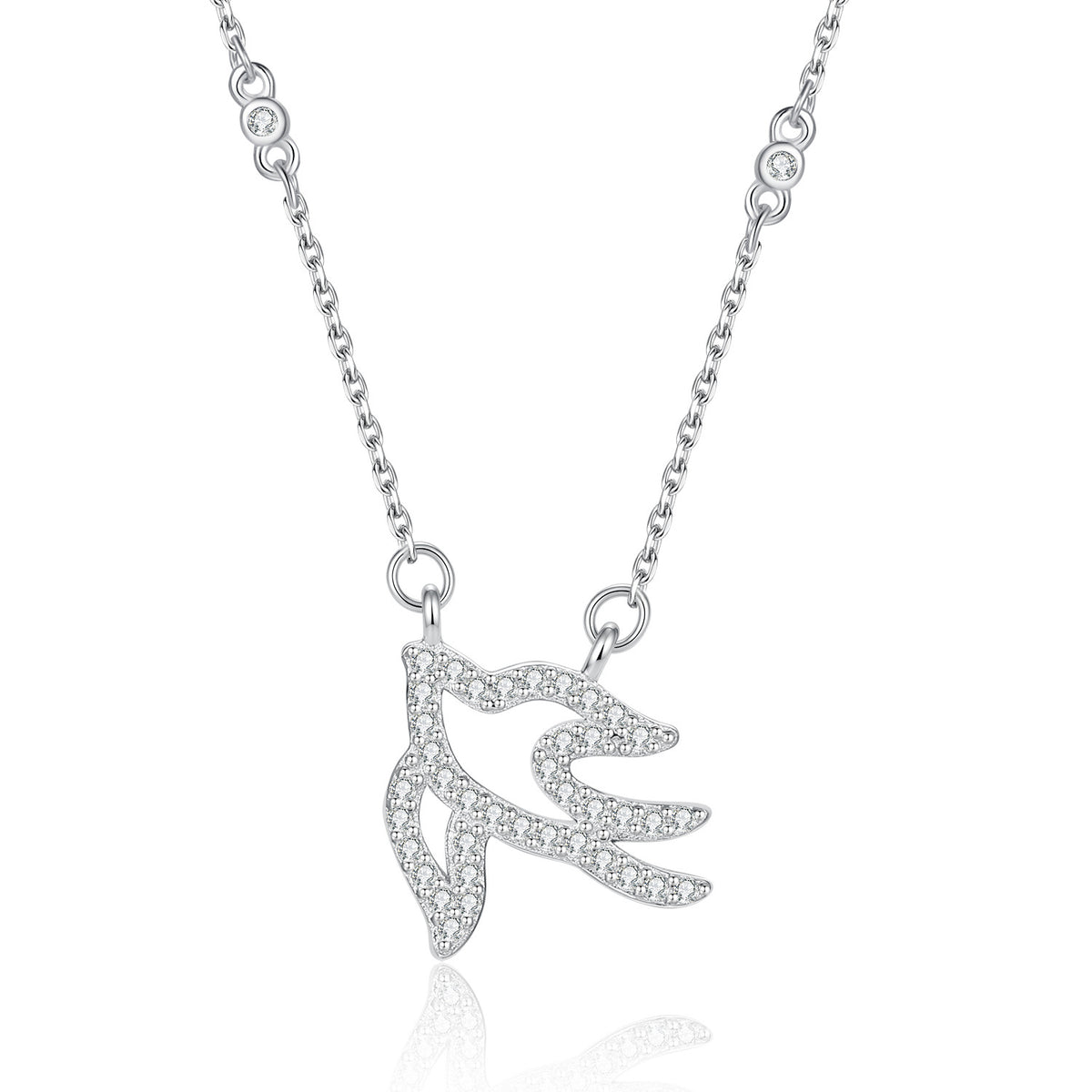 S925 Sterling Silver Flying Swallow Pendant Necklace