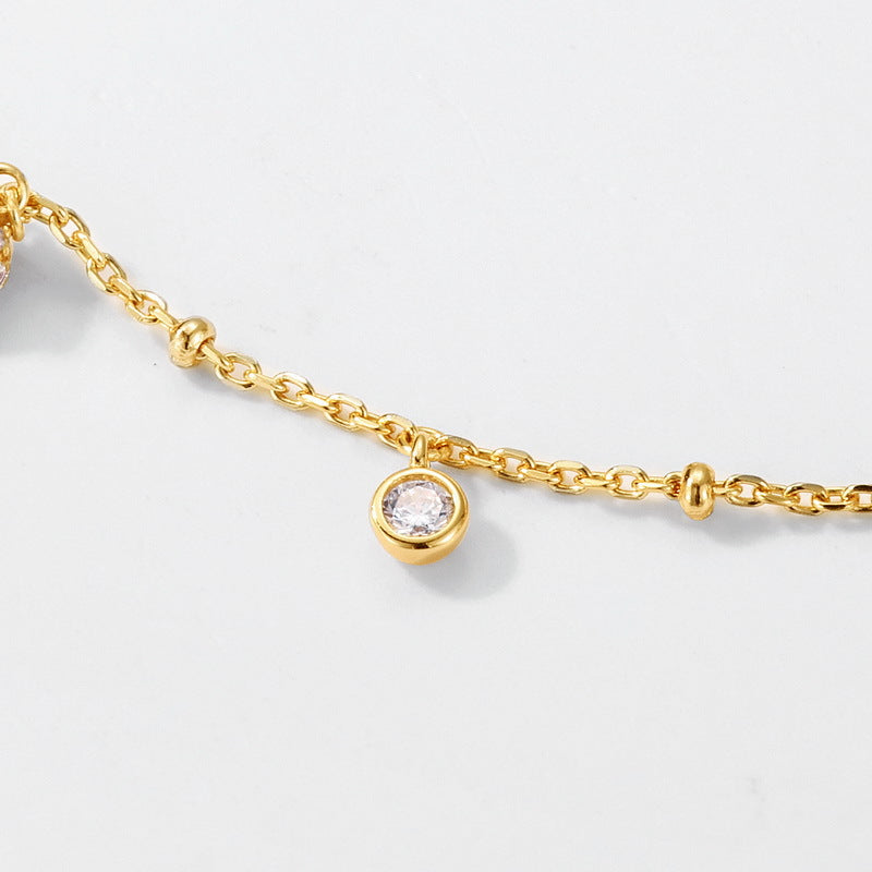S925 Sterling Silver Tassel Hazelnut Zircon Inlaid Necklace