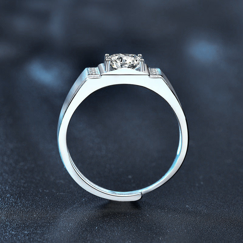 S925 Sterling Silver Four Leaf Clover Moissanite Ring