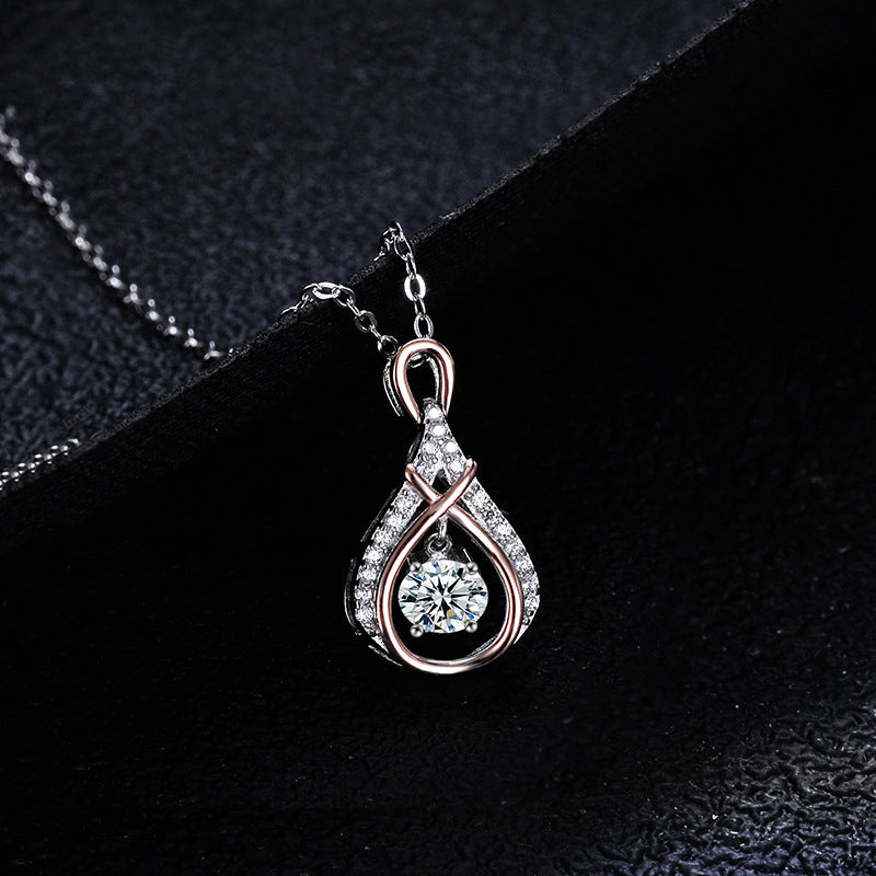 S925 Sterling Silver Moissanite Beating Heart Water Drop Pendant Necklace