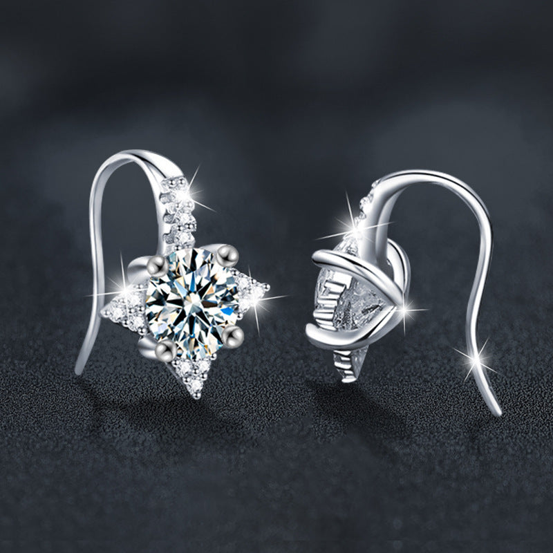 S925 Sterling Silver Moissanite Eight-Pointed Star Earrings