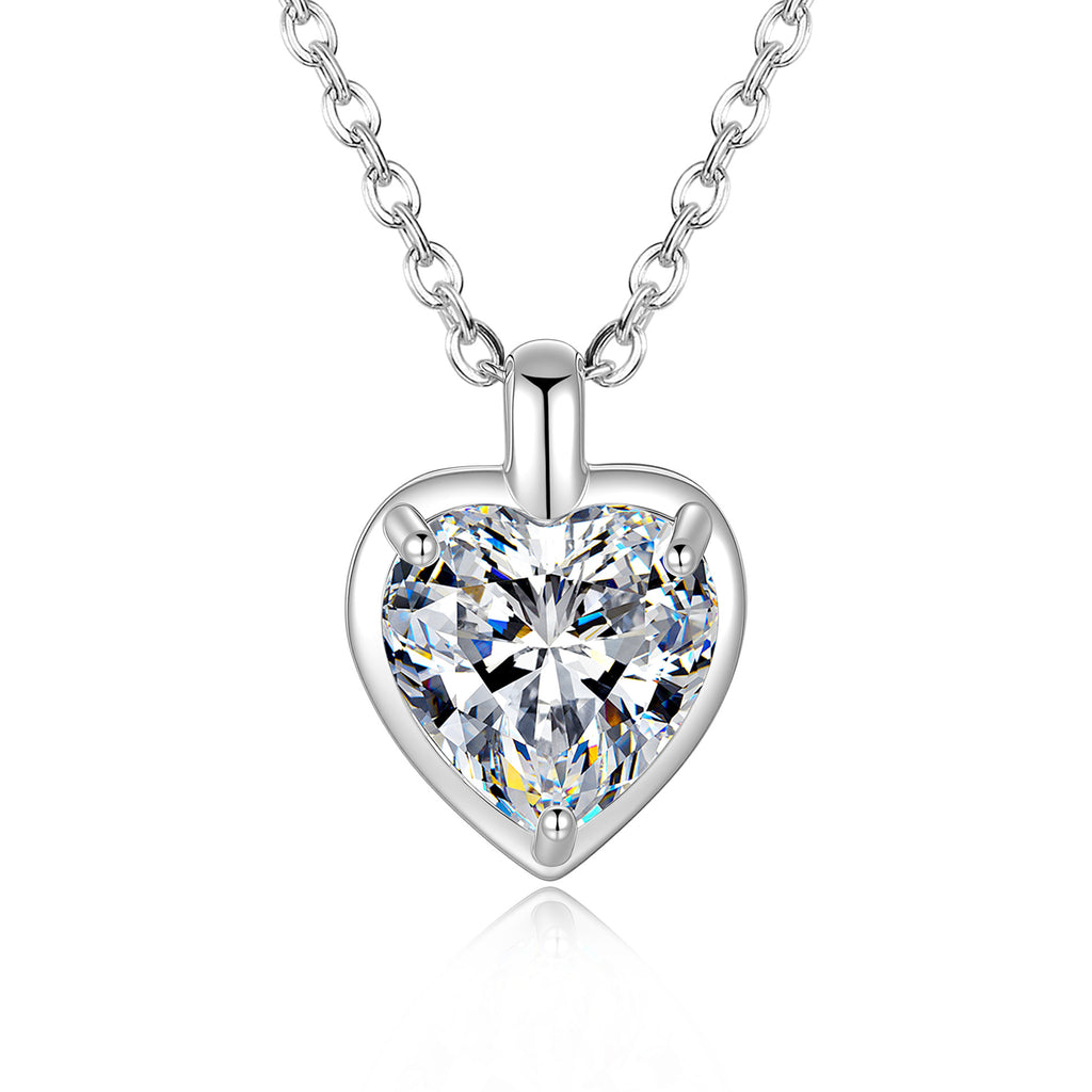 S925 Sterling Silver Heart-Shaped Moissanite Pendant Necklace