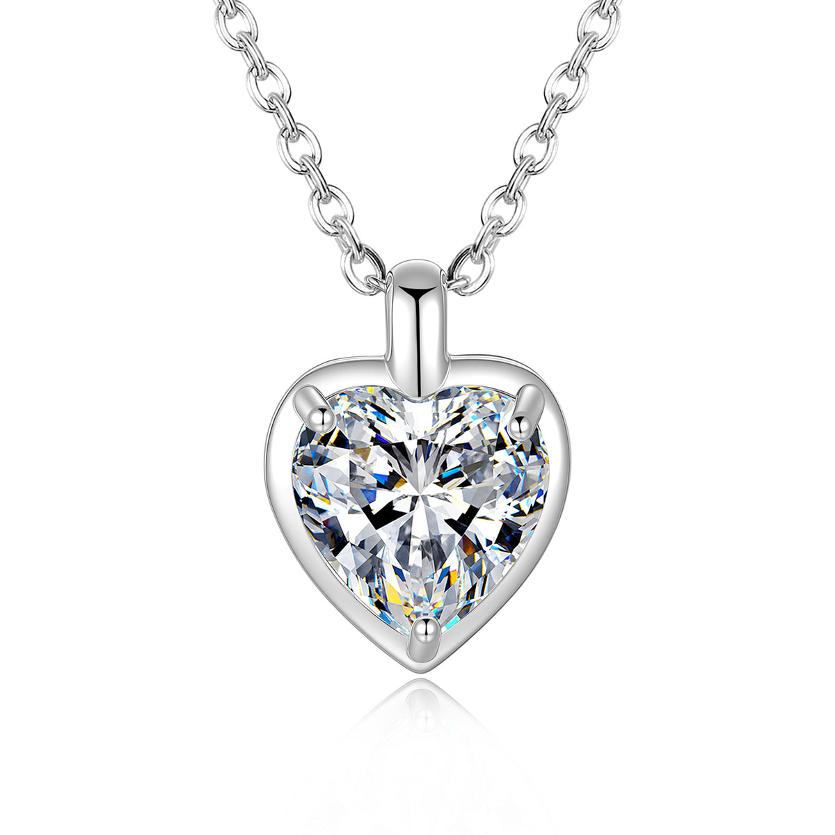 S925 Sterling Silver Heart-Shaped Moissanite Pendant Necklace