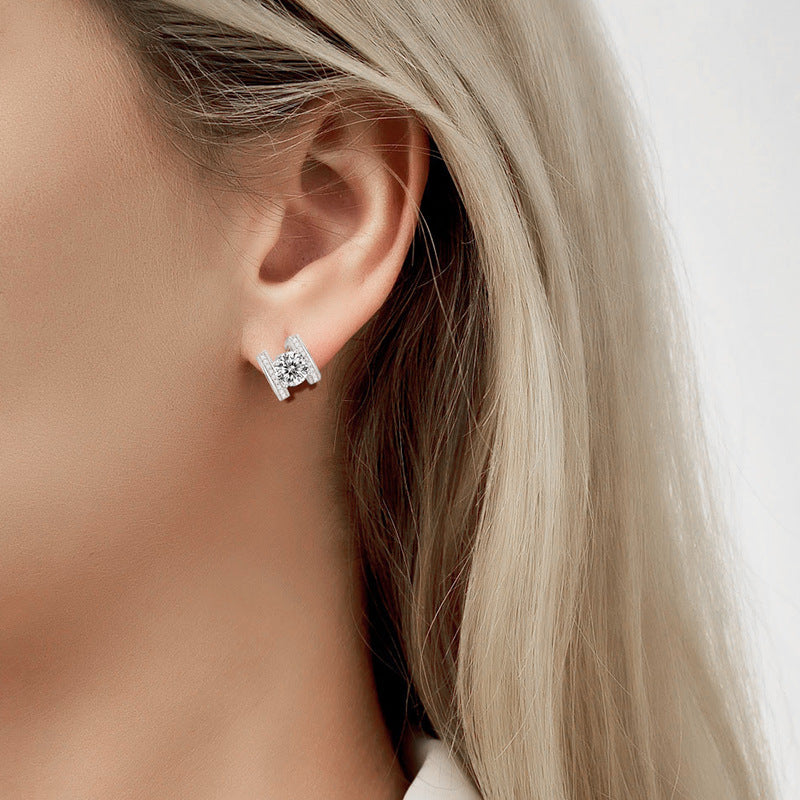Moissanite S925 silver H letter earrings
