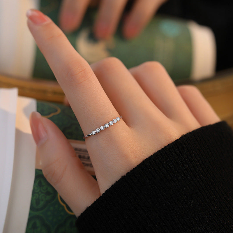 S925 Sterling Silver Seven Stone Moissanite Stackable Ring