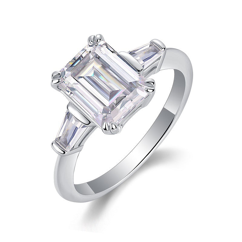 S925 Silver Statement Moissanite Stackable Ring