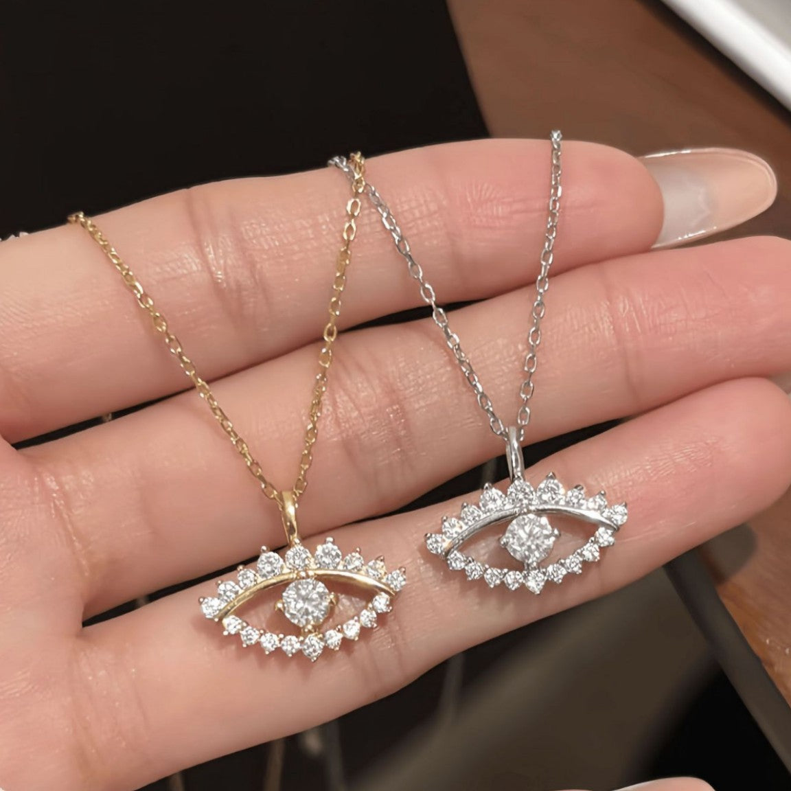 S925 Sterling Silver Evil Eye Moissanite Pendant Necklace