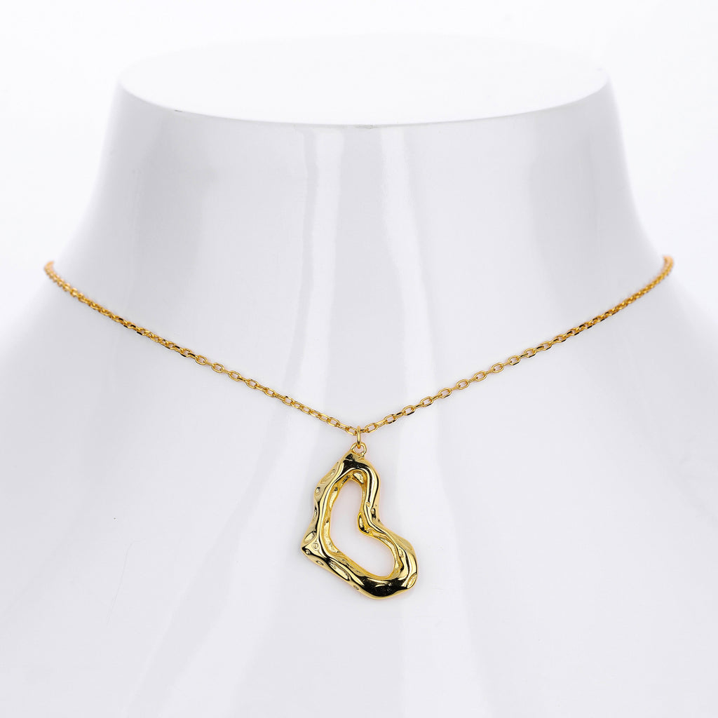 S925 Sterling Silver Irregular Wrinkles Heart Necklace