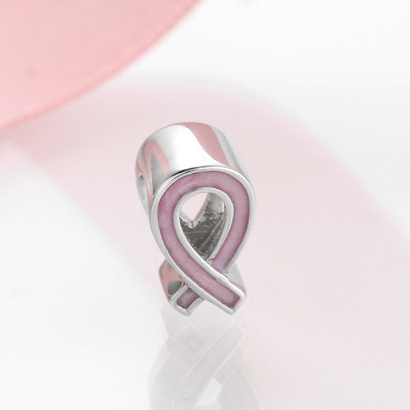 S925 Sterling Silver Red Ribbon Bead Pendant