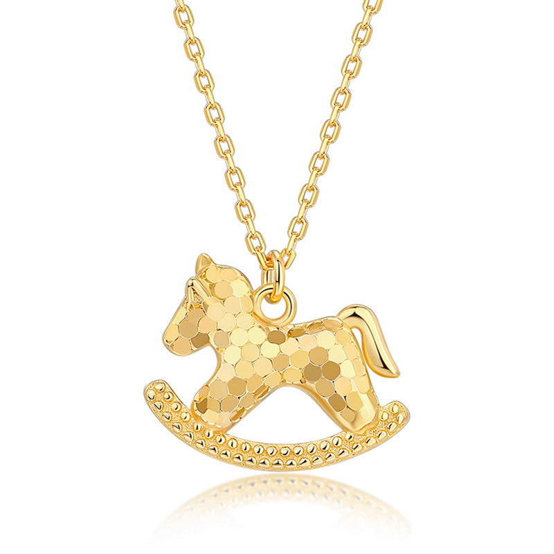 S925 Sterling Silver Gold-Plated Trojan Horse Pendant Necklace