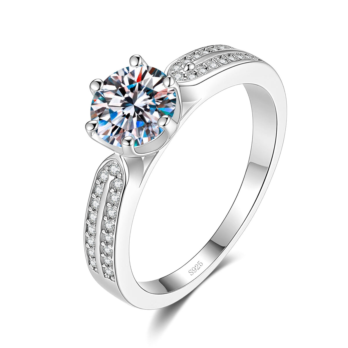 S925 Sterling Silver "Starlight Queen" Ring with Colorful Moissanite