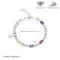 925 Sterling Silver Bracelet with Colorful Square Stones