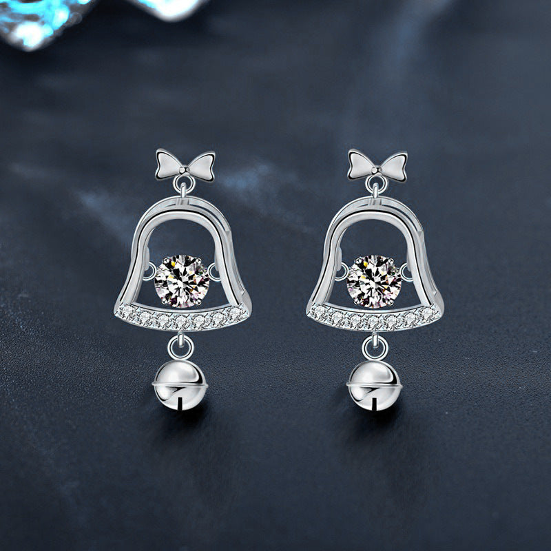 Christmas Earrings Mosan Diamond 925 sterling silver Bell Earrings
